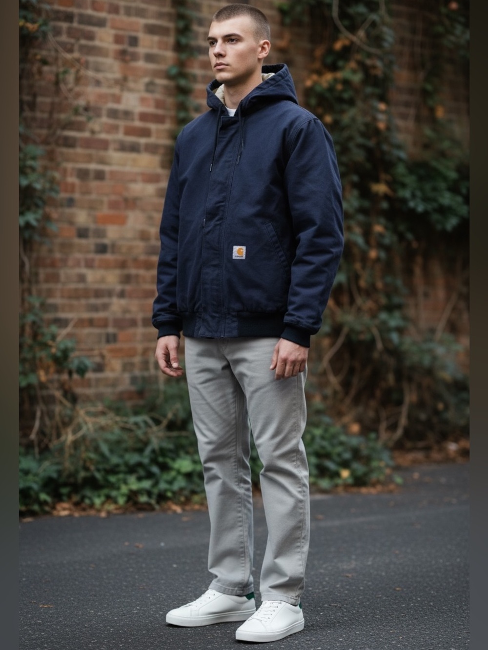 Carhartt Men's Navy Fire Resistant Duck Canvas Quilt Lined Jacket